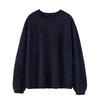 Women's Round Neck Cashmere Sweater - Rolled Hem, Marled Dot Yarn, Warm Knit for Autumn/Winter