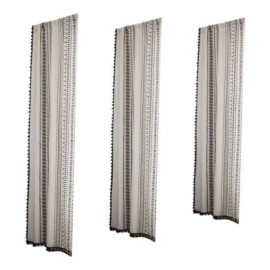 Шторы Yousheng Bohemian Blackout с термоизоляцией из хлопка и льна, черные, светло-бежевые, геометрические, для дома