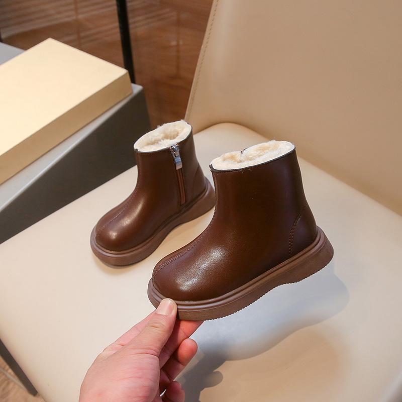 Children's Boots New Padded Thickened Boys and Girls Cotton Shoes Size 23-35 Versatile Non-slip Kids Baby Martin Boots Shoes