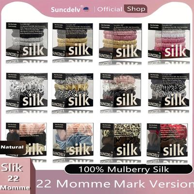 100% Шелковые резинки для волос Шелковые резинки для волос Повязки для волос Тонкие резинки для хвоста Аксессуары для ухода за волосами 6 шт. в коробке Противоскользящие Уход за волосами