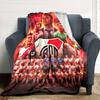 Red Tone Football Team Squad Coach Collage Print Flannel Throw Blanket, Soft Warm Cozy Bed Sofa Cover for Sports Fan