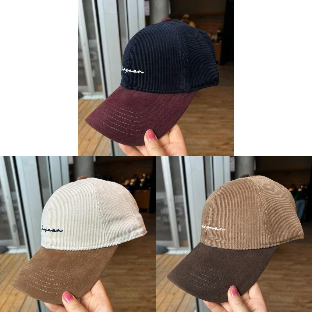 Corduroy Baseball Cap For Women With Embroidered Letters And Wide Brim For Casual Fall Wear