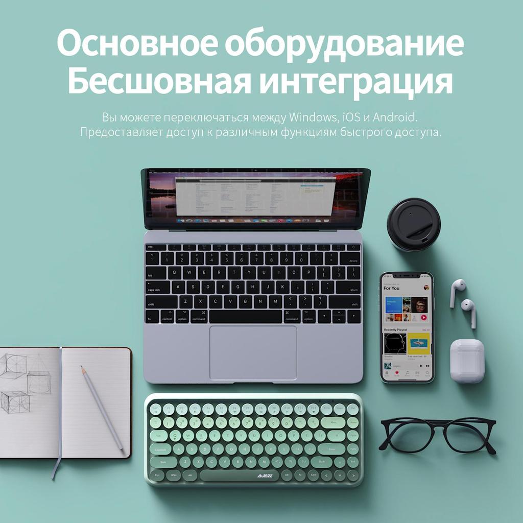 Ajazz 308I Офисная клавиатура Беспроводной Bluetooth 2.4G приемник