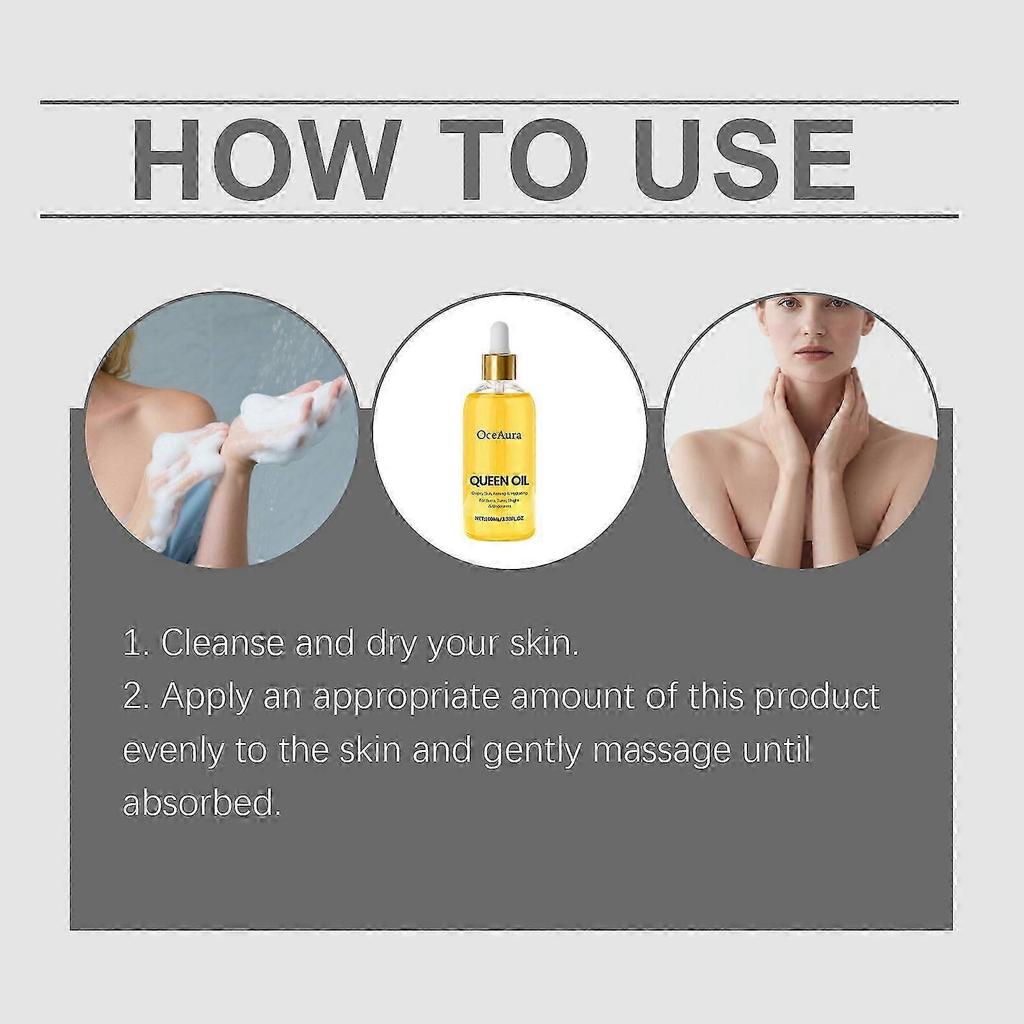 Queen Oil - Face & Body Oil for Crepey Skin, Anti-Aging & Nourishing Dry Oil, for Women, 100ML