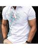 Men'S Summer Short Sleeve Polo Shirt Striped Print Button 100% Polyester Casual Style 3D Digital Print Striped Machine Washable