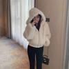 Fur Fur High Waist Short Coat Women's Autumn and Winter New Small Thickened Sweater Hooded Light