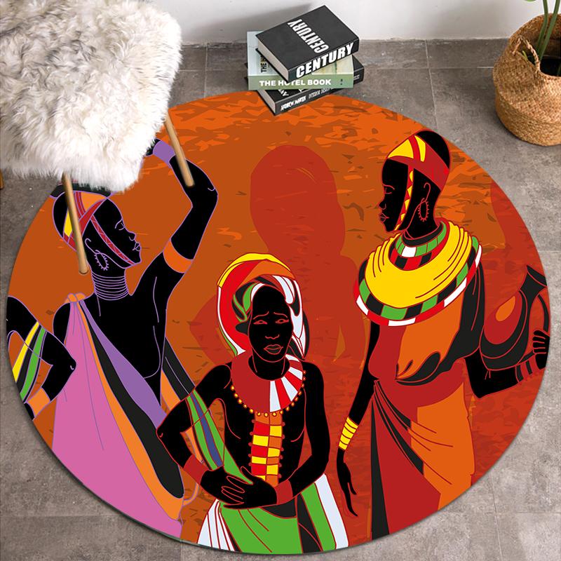 Круглые ковры в этническом стиле для гостиной, спальни, традиционные африканские женские коврики с узором, мягкие фланелевые коврики для домашнего декора, кухонный коврик