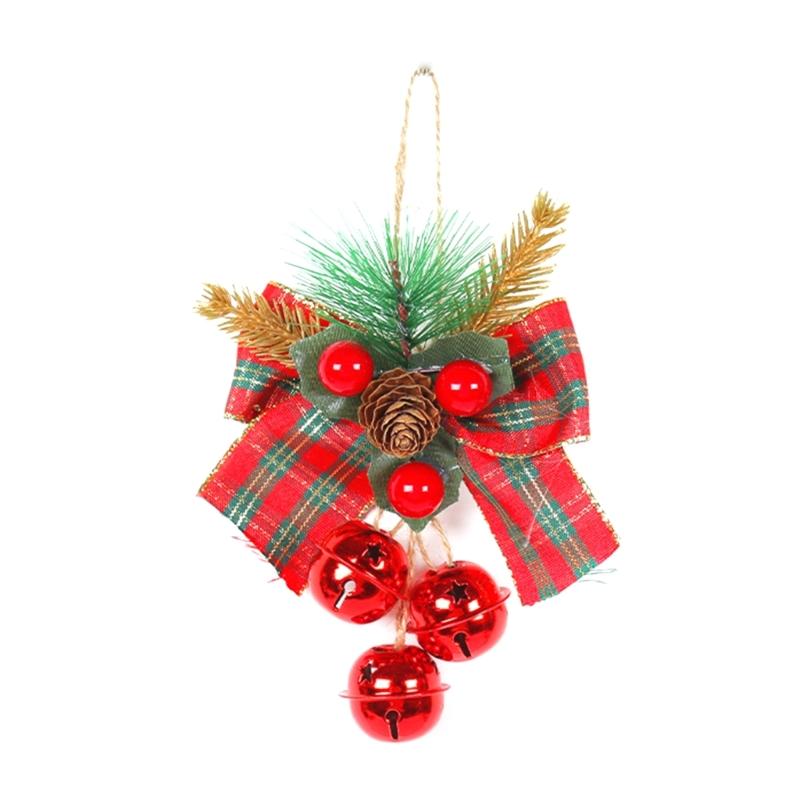 Christmas Bowknot with Bells for Christmas Tree Hanging Ornament Christmas Decoration Pendant Baubles Wedding Party Gift