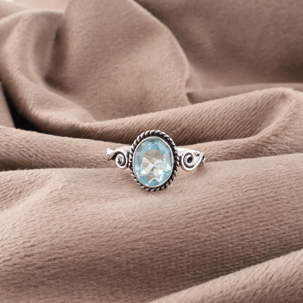 Sky Blue Topaz Gemstone Ring, Handmade Gorgeous Jewelry, 925 Sterling Silver Jewelry, Ring For Wedding Gift