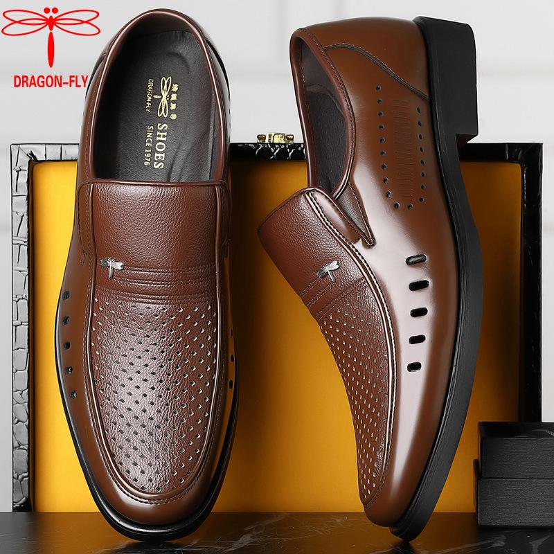 Genuine Leather Men Business Shoes Casual Shoes Luxury Brand Work Loafers Dress Moccasins Breathable Slip On Black Driving Shoes