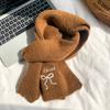 Scarf women's new autumn and winter Japanese cute retro English bow warm wool knitted scarf tide