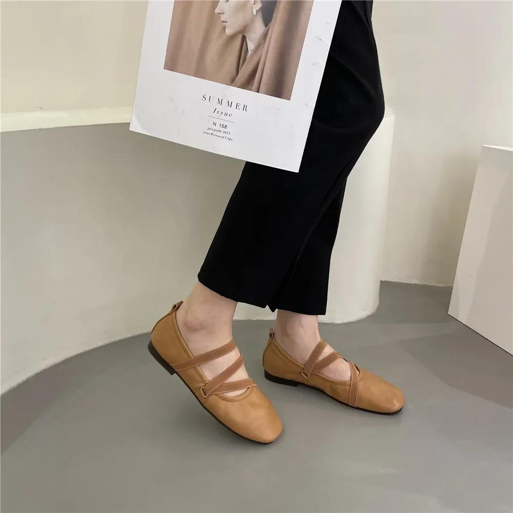 Балетки на плоской подошве Женские удобные кожаные туфли Женские роскошные женские туфли на плоской подошве с квадратным носком Женские туфли Мэри Джейн на плоской подошве с двойной пряжкой