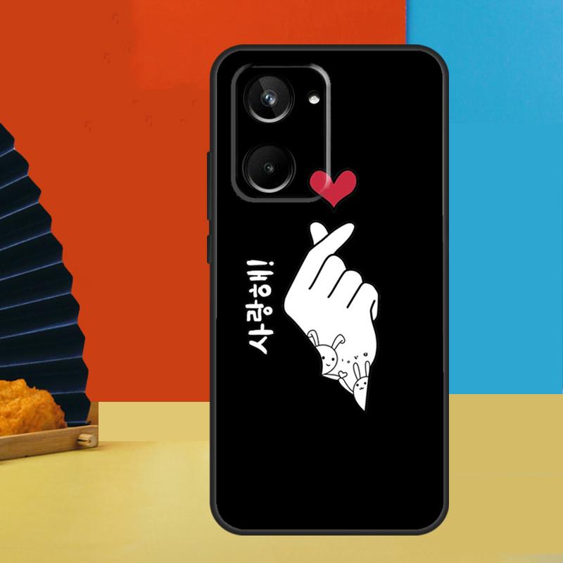 Милый корейский шрифт Saranghae Я люблю тебя Для Realme 15 10 11 12 13 14 Pro Plus C67 C65 C63 C61 C35 C55 C53 C51 C71 C75 GT7 Pro Чехол