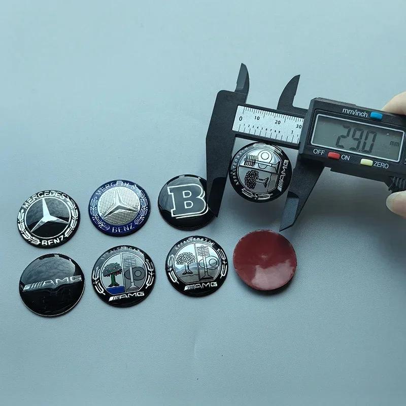 C200 E200 For Mercedes Benz 29mm 38mm Curved Logo Cap Multimedia Knob Hood Cover Badge for Mercedes Benz AMG Star Wheat Apple Tr