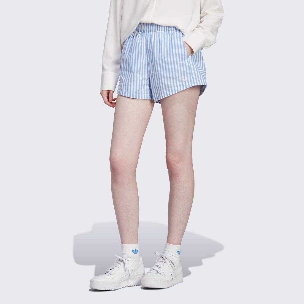 adidas Оригинальные Премиум Essentials Полосатые Цветные Блоки Эластичный Пояс Прямые Шорты Женские Шорты Синие Белые IC5294