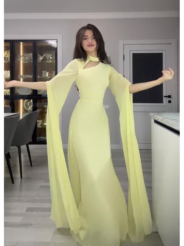 Женское однотонное платье с рукавами-колпачками для работы, 2025