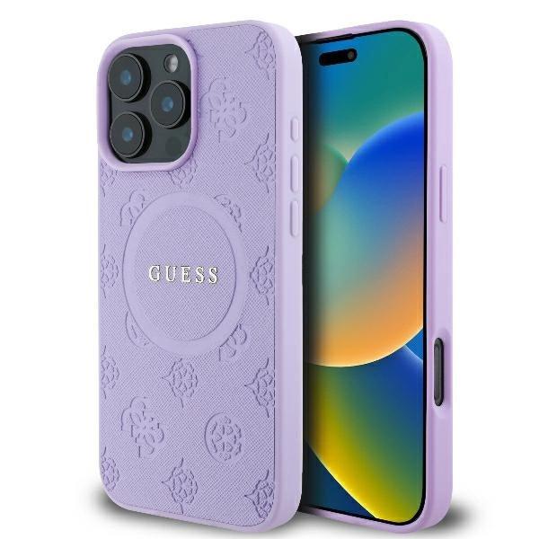Guess Guhmp16Xpsapsmeu Iphone 16 Pro Max6.9 Fioletowy/Purple Hardcase Saffiano Peony Classic Logo Magsafe