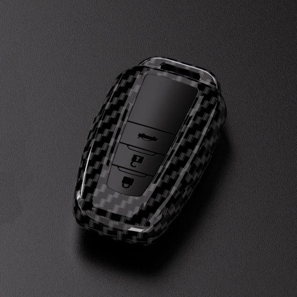 ABS Carbon Fiber Car Key Case Cover For Toyota Prius Camry Corolla CHR C-HR RAV4 Land Cruiser Prado Protector Shell Accessories