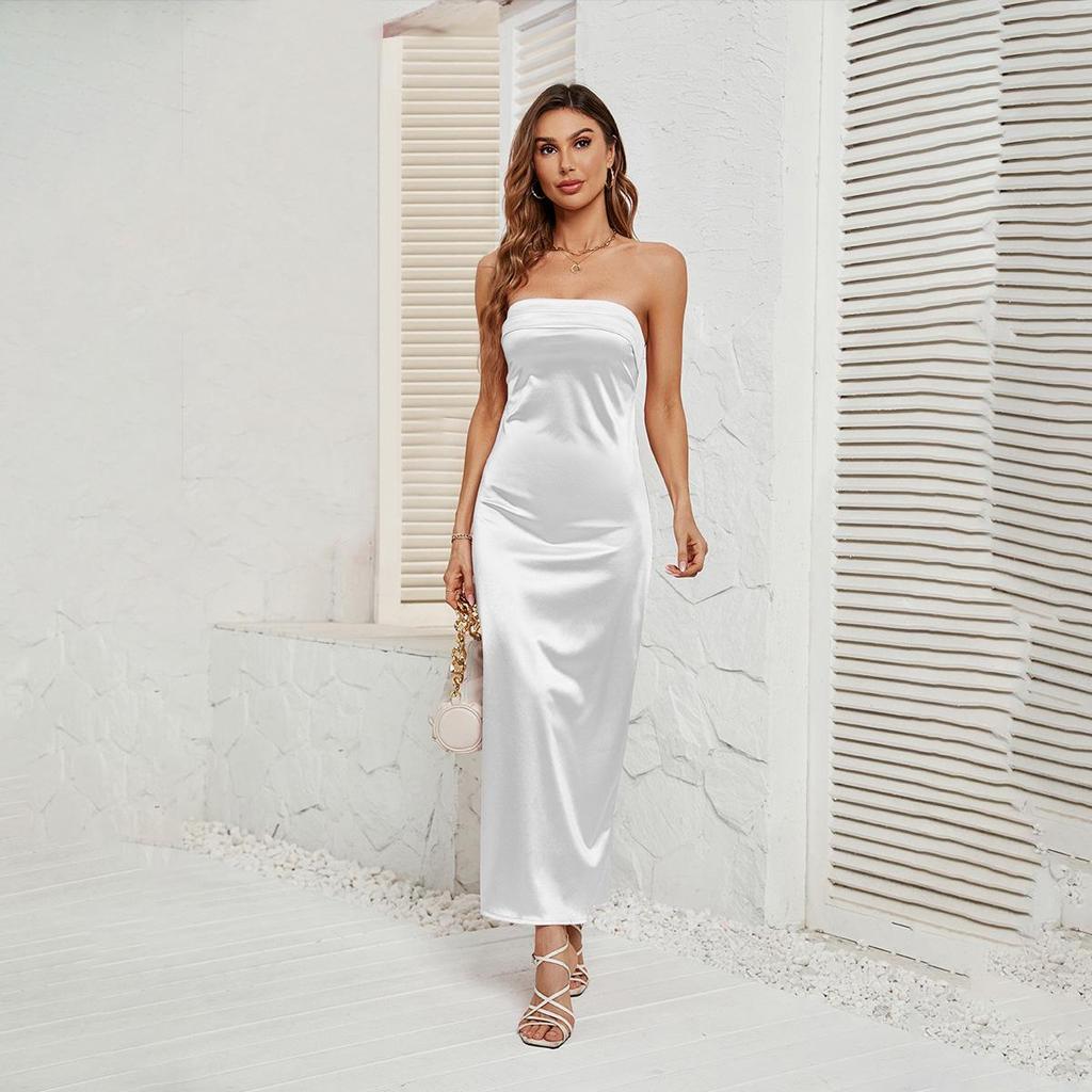 Женский дизайн Sense с открытой спиной, бюстье, однотонное платье без рукавов длиной до щиколотки с высокой талией