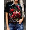 Women's T Shirt Tee Rose Floral Casual Holiday Print Short Sleeve Fashion Crew Neck Summer&Spring Harajuku T-shirts for Girls