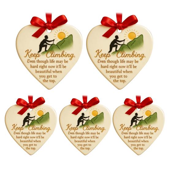 Keep Climbing Heart Ornament Inspirational Heart-Shaped Rock Climb Hanging Ornament for