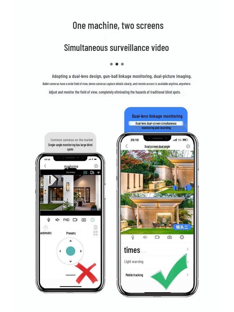 Outdoor HD Panoramic Binocular Camera with Full Color Night Vision and Mobile Remote Control