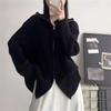 Ленивый ветер двойная молния лацкан вязаный кардиган женский осень и зима стиль колледжа с мягким восковым свободным коротким свитером курткой