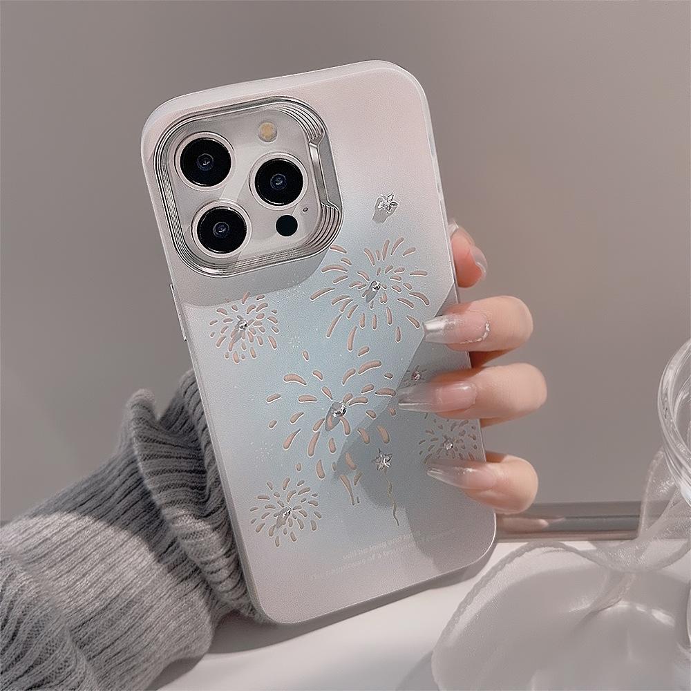 Sfumato Blue Фейерверки для iPhone15 для 14Promax Чехол для телефона17 для Apple 13 Лазер 11 Браслет с мишкой 16