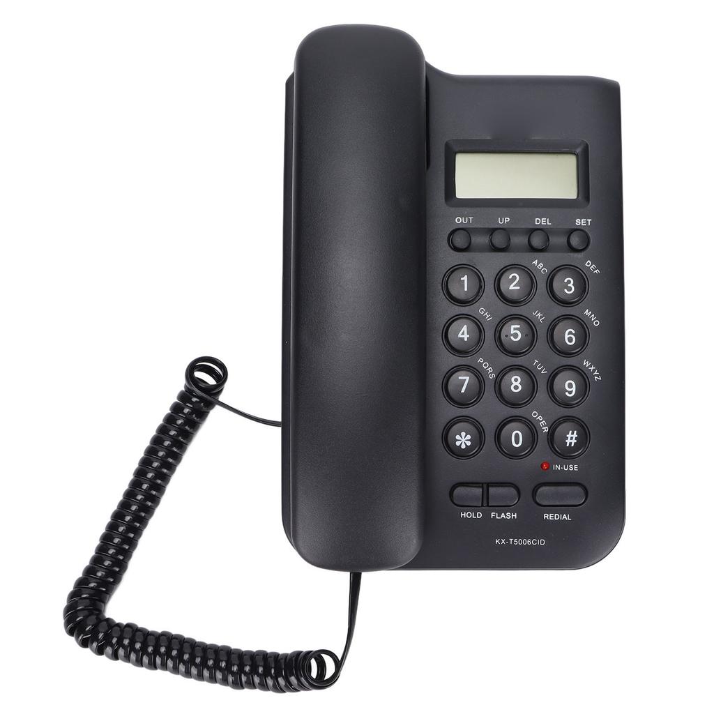Semi Hands Free Dial Corded Phone Caller ID Wall Mounted Free Battery Wired TelephoneBlack