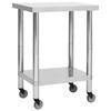 VidaXL Kitchen Work Table with Wheels 60x30x85 Cm Stainless Steel