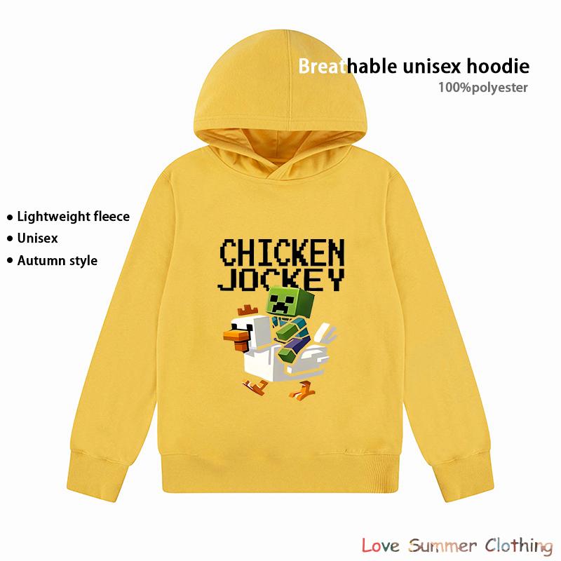 Худи Minecraft Chicken Jockey для мальчиков и девочек 4-14 лет, HD-принт, 100% полиэстер, геймерский пуловер, повседневная детская толстовка, осенняя коллекция, множество цветов, оптовая скидка.