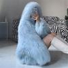 New Imitation Fox Hair Woven Hooded Bat Sleeve Long Sleeve Slim Imitation Fur Fur Coat Women