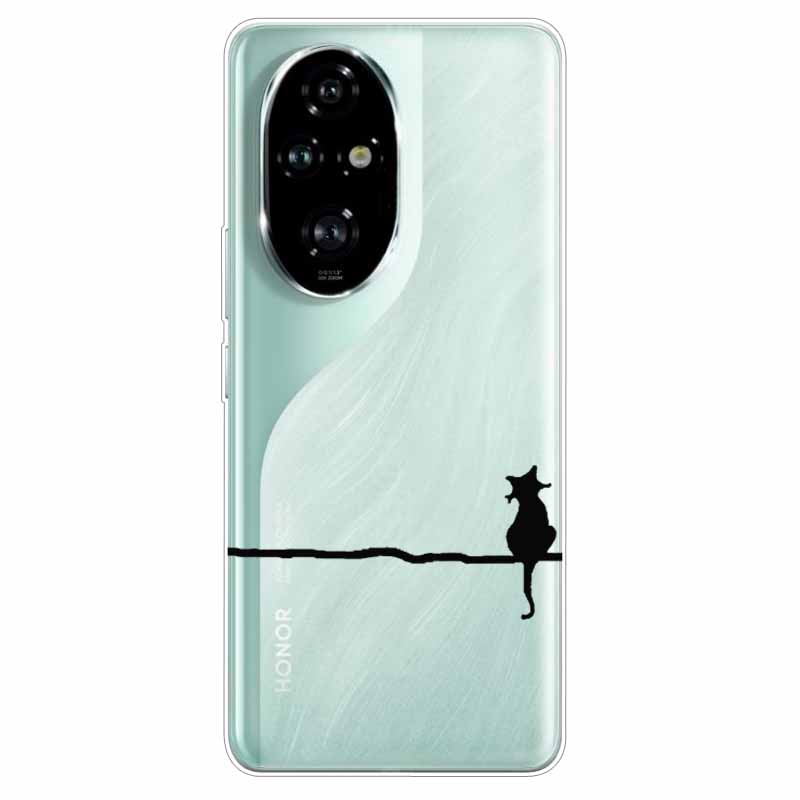 For Honor 200 / 200 Lite / 200 Pro Case Clear Soft TPU Lovely Silicone Back Cases for Honor 200 Pro Transparent Cat Bumpers