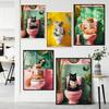 Trendy Bathroom Cat Pooping Reading In The Toilet Animal Canvas Painting Wall Art Print Bathroom Home WC Decor