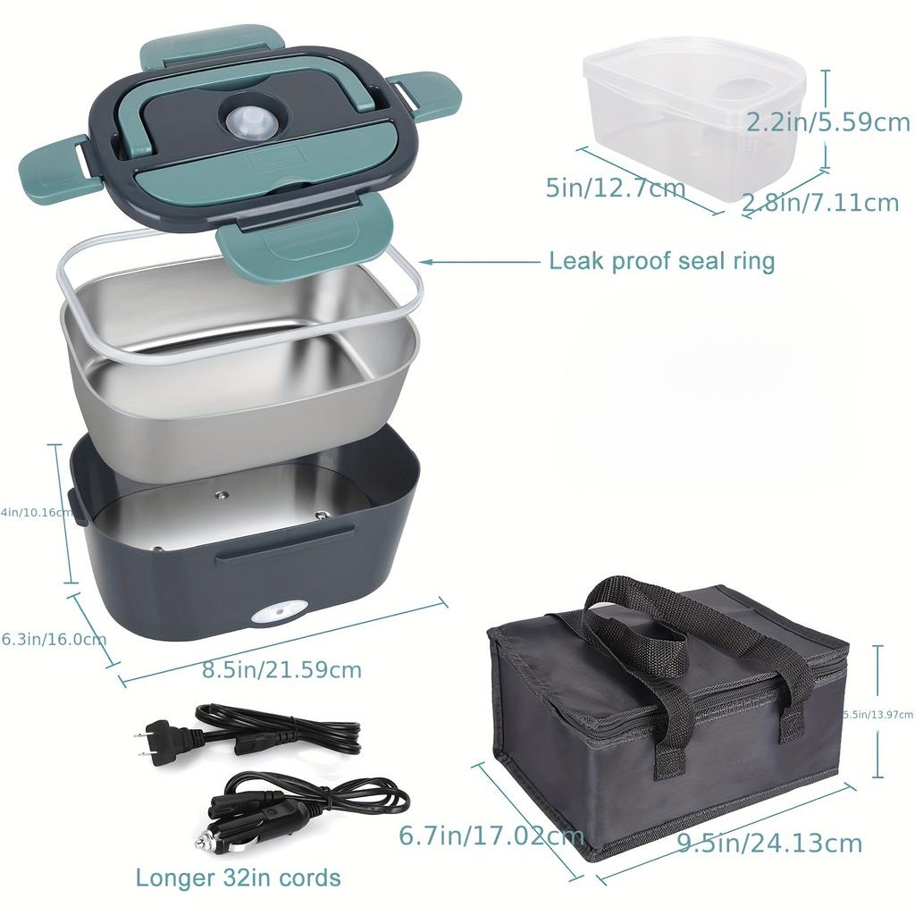 Электрический подогреватель для ланч-бокса, портативный подогреватель для еды для автомобиля, грузовика, работы, герметичный съемный контейнер со взрослой посудой, подходит для 12 В/24 В/110 В