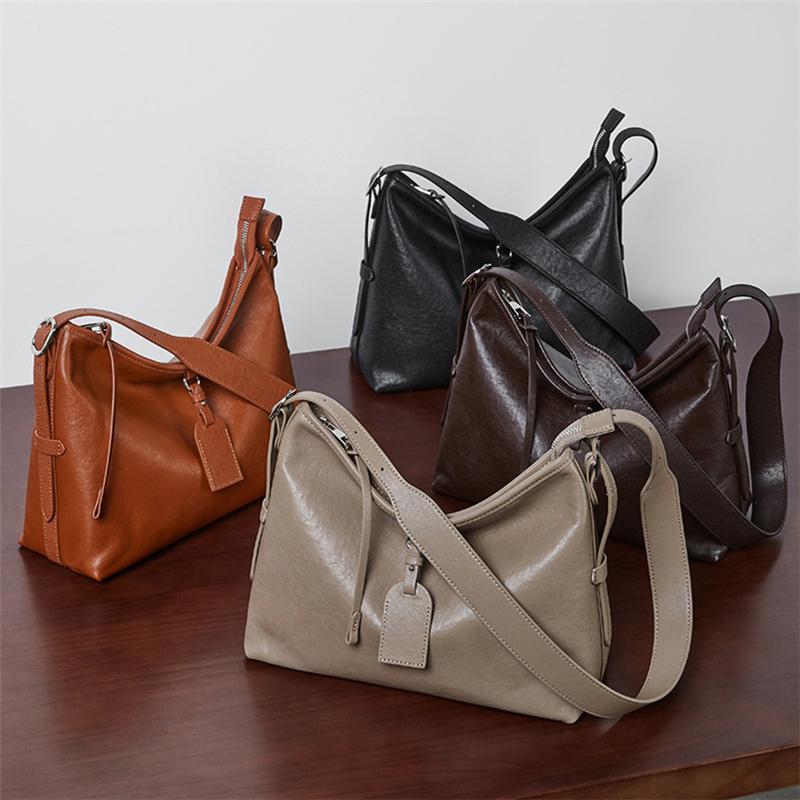 Сумки-хобо из натуральной кожи для женщин, модные дизайнерские сумки-тоут большой вместимости, женские сумки через плечо