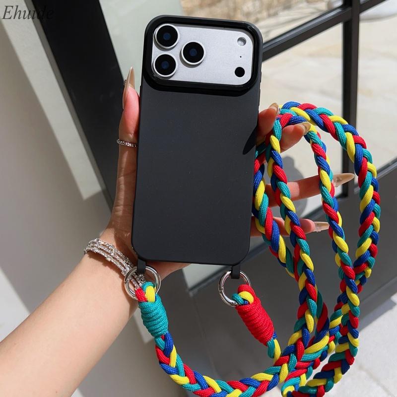 Ударопрочный чехол-шнурок для iPhone 17 Pro Max 14 12 11 13 15 16 Plus Air Candy Crossbody Шнурок на шею Плетеный ремешок Мягкий ТПУ чехол
