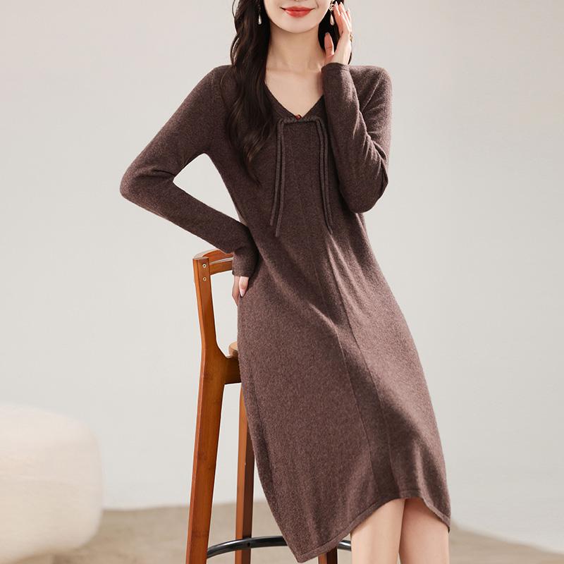 Женское кашемировое платье Qinghe кашемир 30% кашемир 70% шерсть осенне-зимняя кашемировая юбка мягкая и теплая