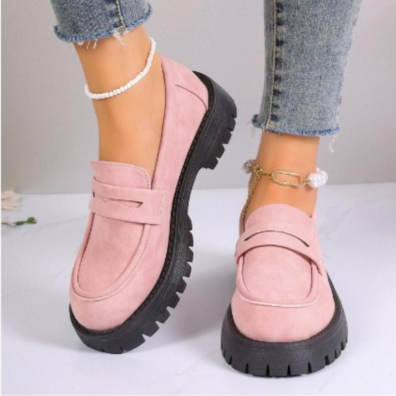 Brown Punk Platform Women Loafers Round Toe Chunky Heel Vintage Shoes Women Slip On High Heel Women Pumps