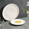 Pure White Half Rock Textured Ceramic Dinner Plate Steak Plate Dessert Plate Pasta Plates Molecular Cuisine Specialty Tableware