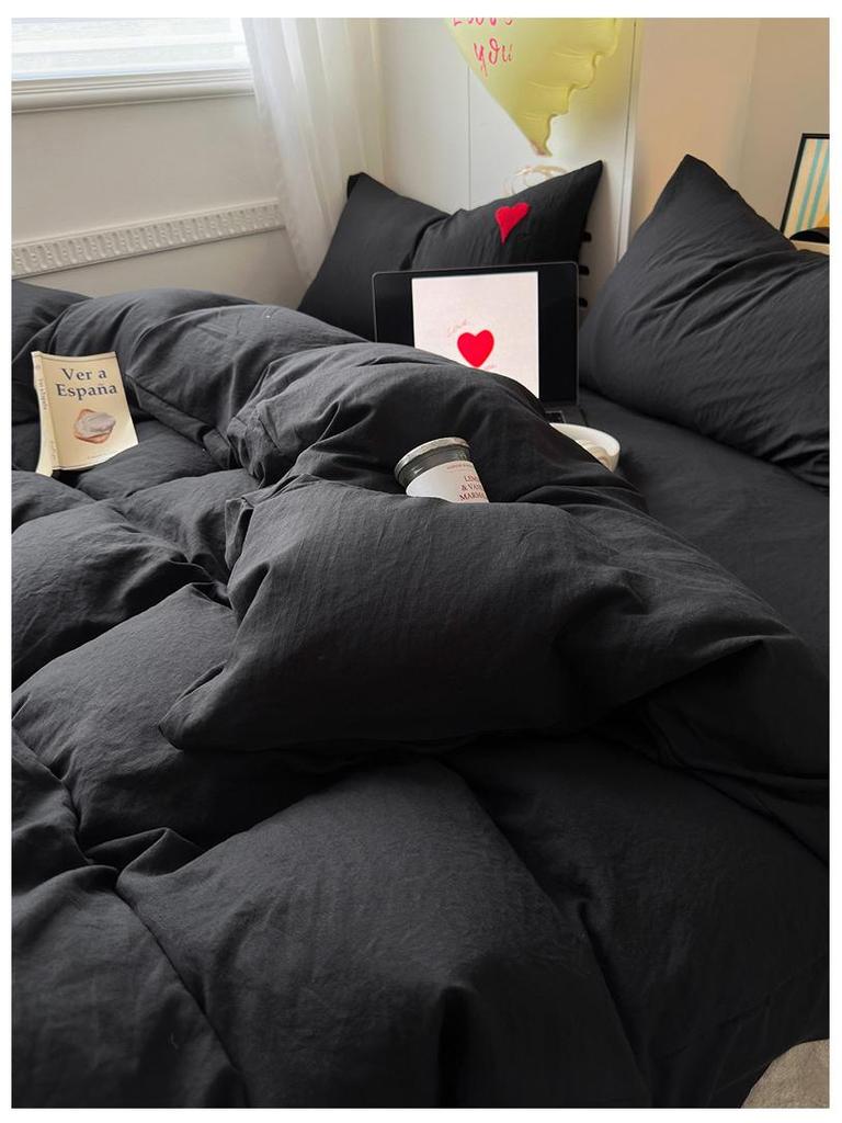 3D Вышитое полотенце: 2026 Инста-стиль Набор из 4 предметов из стираного хлопка - Однотонный, Мягкий, Приятный для кожи, Имитация кашемира.