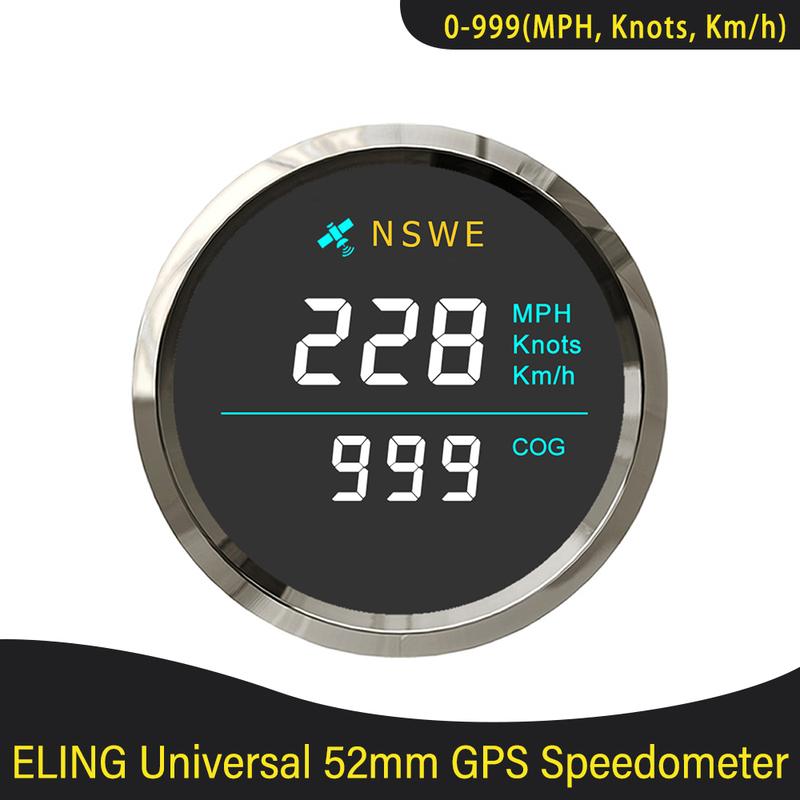 Новый GPS-спидометр 52 мм 0-999 миль/ч, узлов, км/ч, регулируемый, с компасом, для морских лодок, яхт, универсальный 12 В 24 В, без одометра
