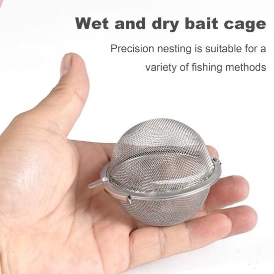 Stainless Steel Fishing Bait Cage Portable Fine Mesh Solid Lure Ball Holder Carp Fishing Accessories Fishing Enthusiasts Gift