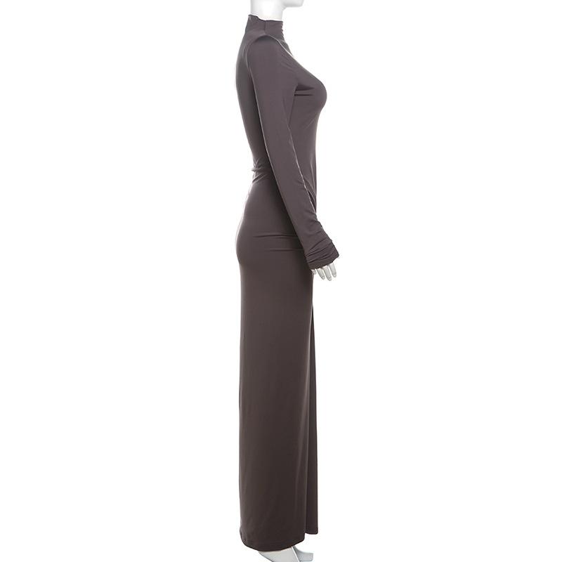 Pleated Dress For Women's Autumn Winter Fashion Long Sleeve Slim High Waist Dresses Femme Solid Patchwork Party Clothes Elegant Evening Dress Women