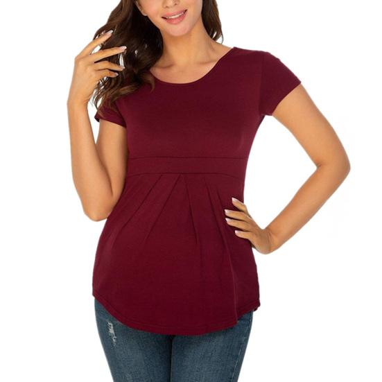 Pregnant Woman Tops Solid Color Round Neck Short Sleeve Tee Shirt Breathable Casual T-shirt Versatile Pregnancy Tops