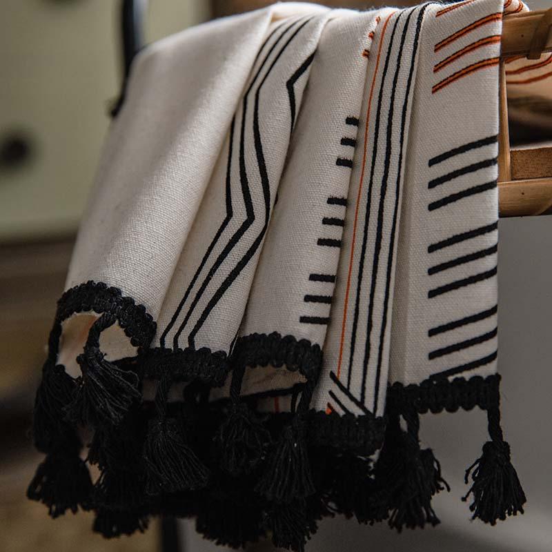 Bohemian Curtain with Tassels Single Panel Easy Hanging with A Rod Pocket & Loop for Farmhouse, Office & Living Rooms 1 Panel