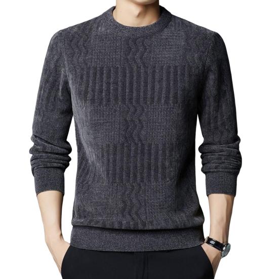 Мужской утолщенный свитер, повседневный трикотажный топ с круглым вырезом и длинными рукавами, теплая трикотажная одежда для осени и зимы, для работы и улицы