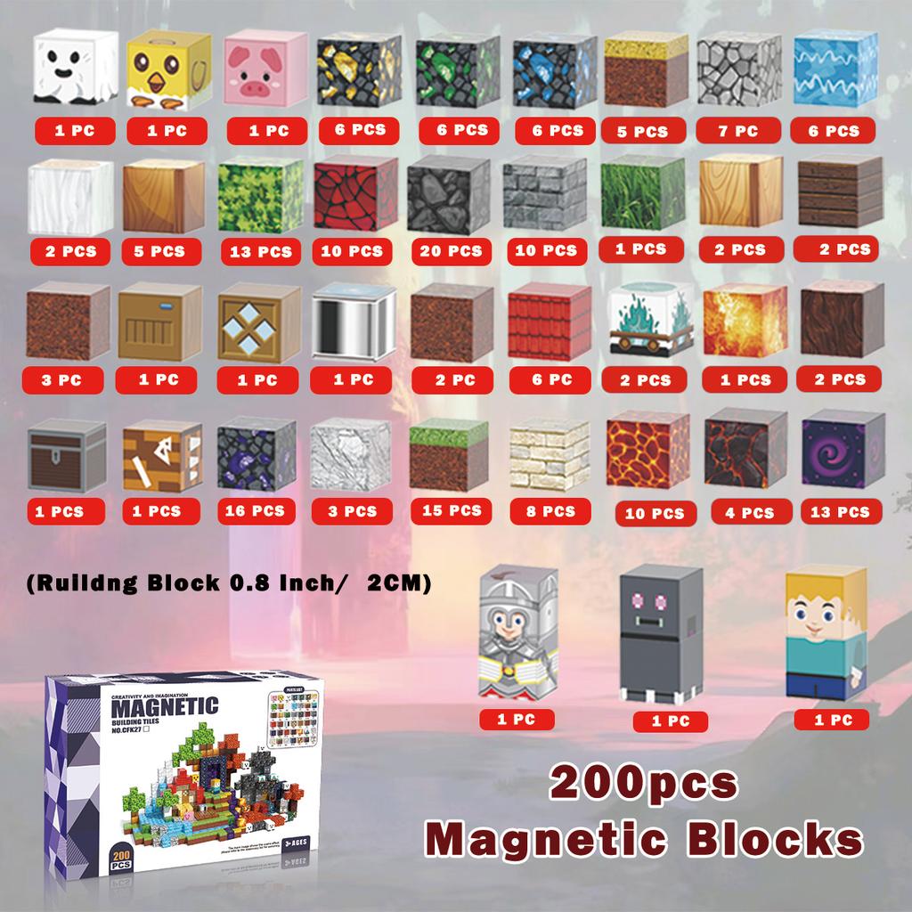 Magnetic Square 2.0Cm Magnetic Building Forest Big Castle Boy Put Together 3D Children'S Toy Magnetic Piece