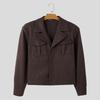 INCERUN Spring Men Lapel Neck Long Sleeve Button Jackets Short Fleece Coats