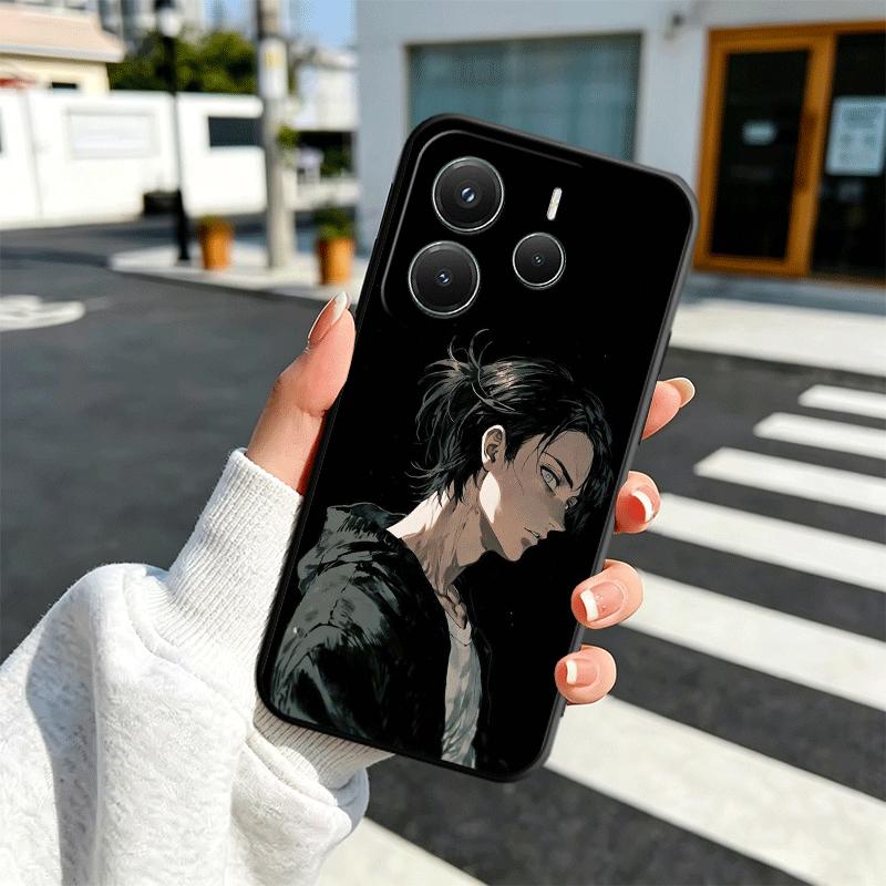 A-Атака Титанов Эрен Йегер Мягкий Чехол для Телефона для Xiaomi Redmi Note 12 13 14 15 Pro Plus 11 12S 11S 11T 10 4G Черная Задняя Крышка